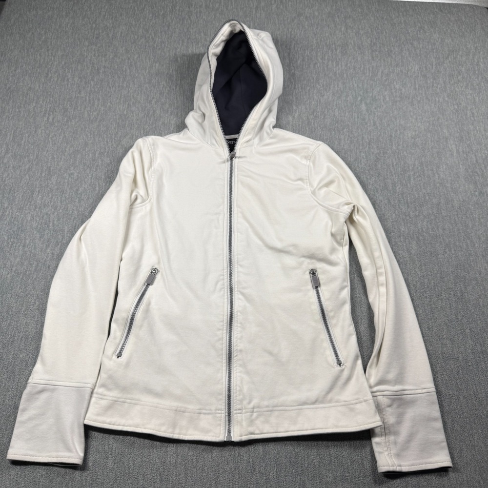 SCOTTeVEST Jacket Womens Medium White Chloe Hoodie Fleece Zip Pockets Travel